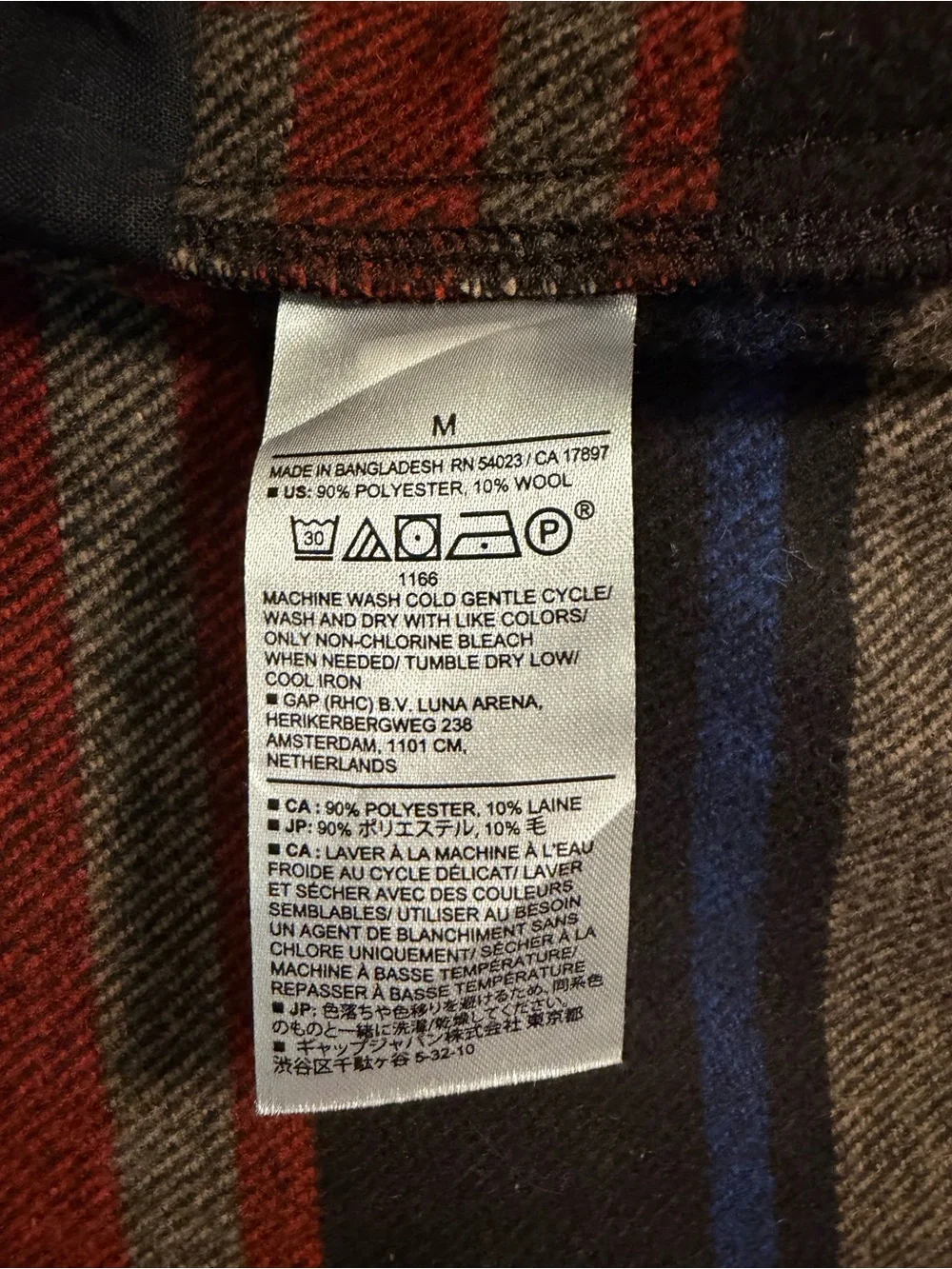 Banana Republic Men’s Striped Button-Up Shacket in Black, Gray, Red & Blue